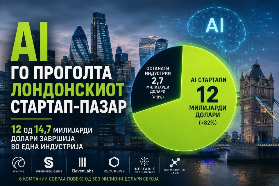 AI го проголта лондонскиот стартап-пазар: 12 од 14,7 милијарди долари завршија во една индустрија 2 AI го проголта лондонскиот пазар