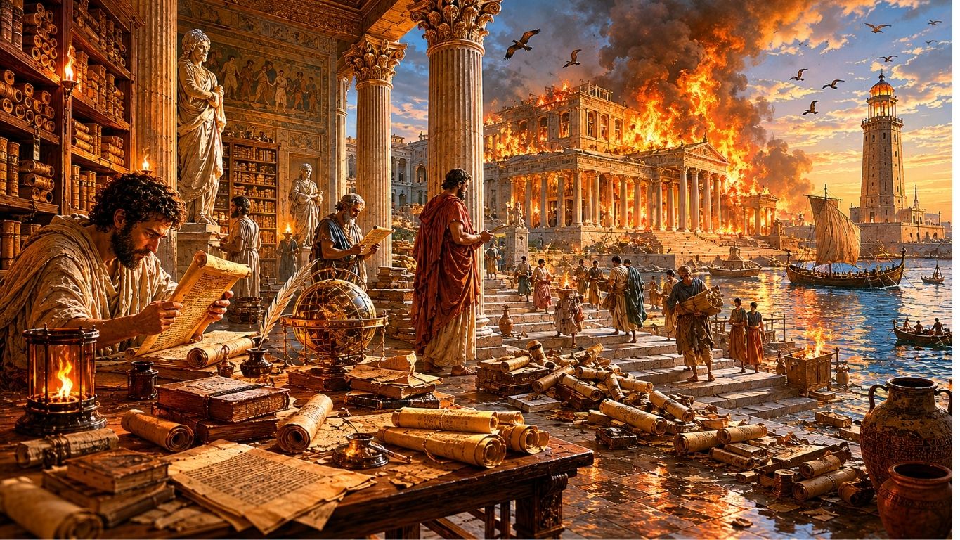 Александрија треба да нè направи помалку самоуверени. И дигиталната меморија може да исчезне: преку цензура, комерцијално затворање, технолошка застареност, војна, манипулација, губење контекст.