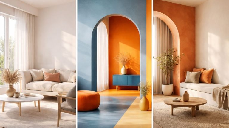 Концептуален ентериер со хармонични и контрастни бои, природна светлина и симболична атмосфера