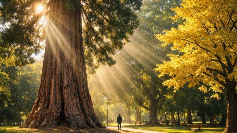 Џиновска секвоја во парк – симбол на долговечност и тивка моќ на природата