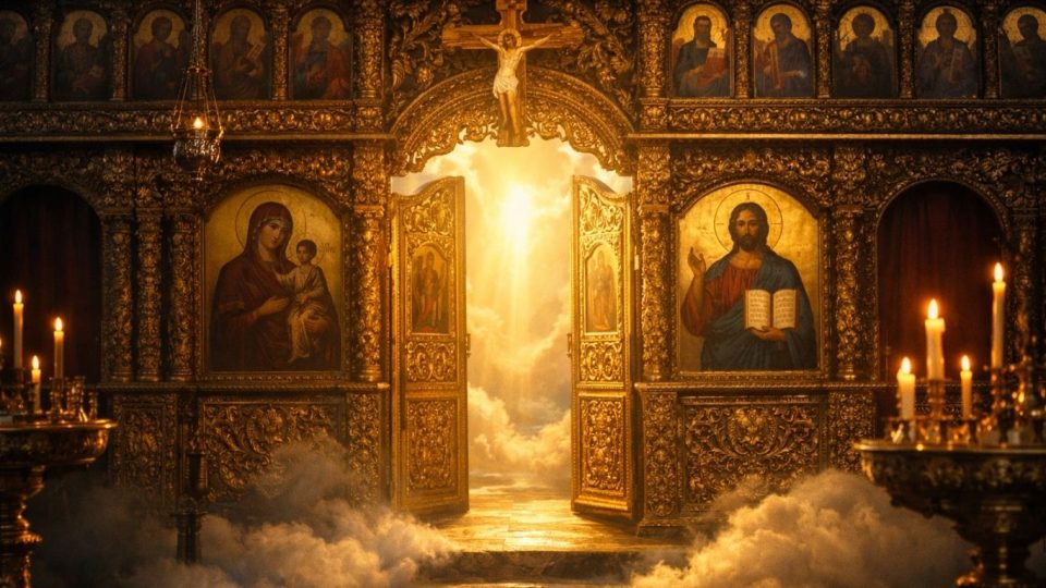 православен иконостас со златна дрворезба и духовна симболика во храм