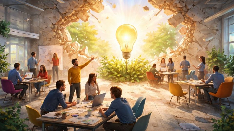 Концептуална илустрација за иновација и креативно размислување