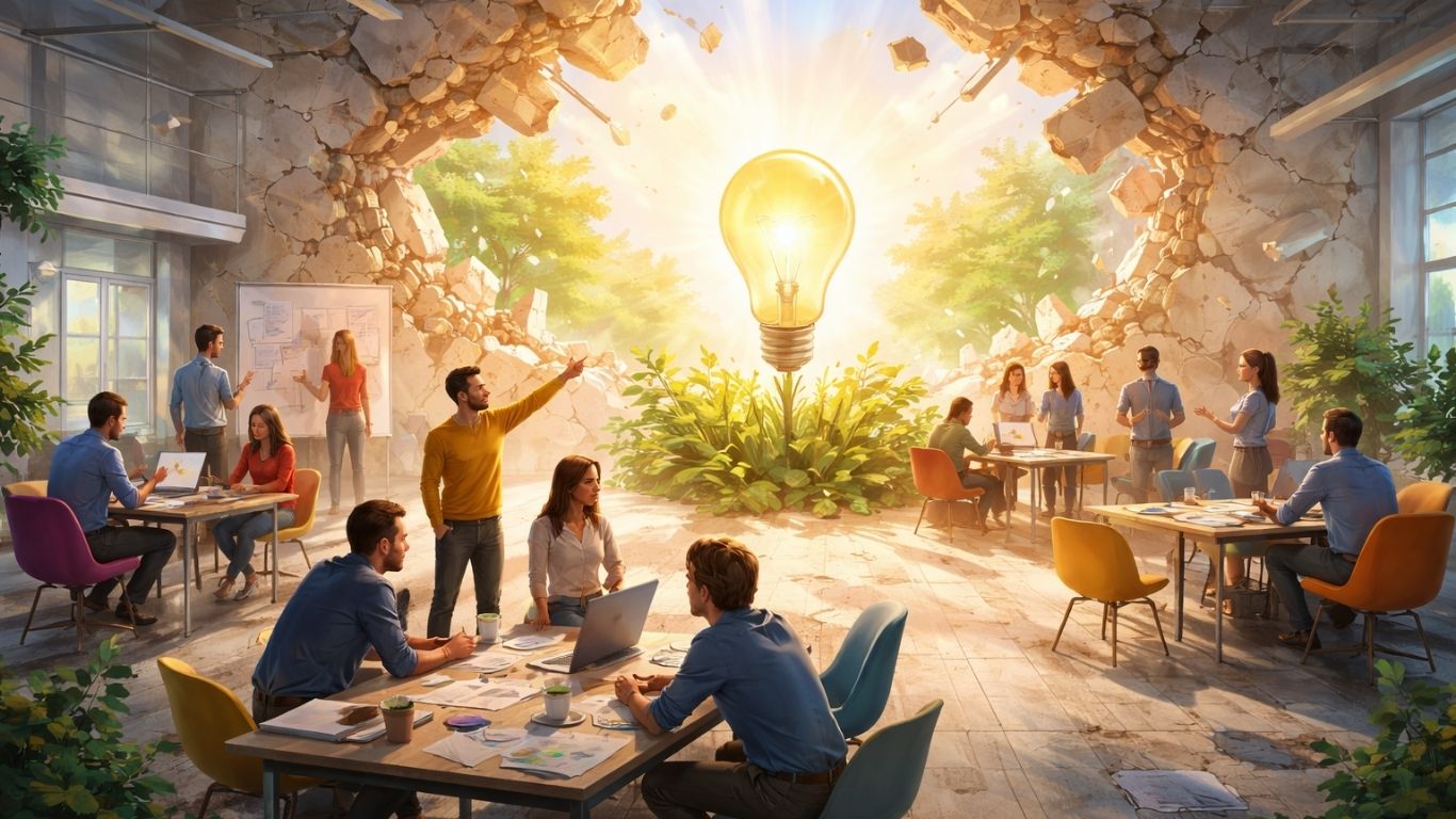 Концептуална илустрација за иновација и креативно размислување