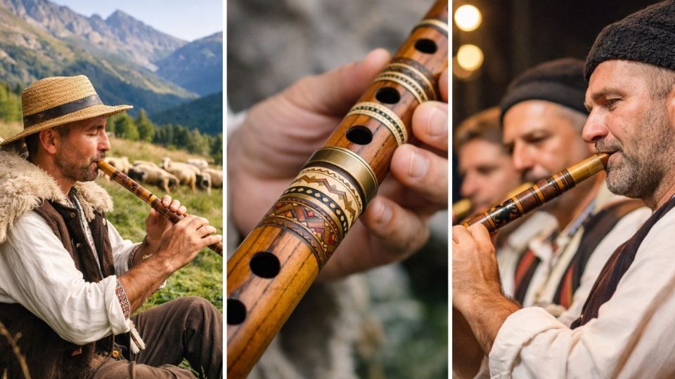 Традиционален кавал од јасеново дрво во природен пејзаж, симбол на здив и самотија