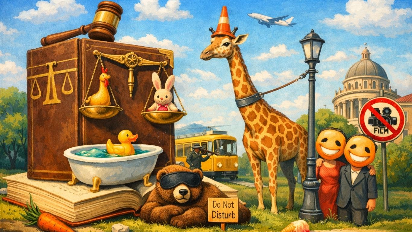 Концептуална илустрација што го симболизира апсурдот на лудите закони