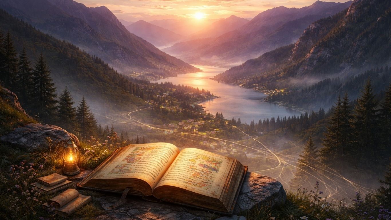 Концептуална слика што симболизира средновековна Македонија како духовен и политички центар