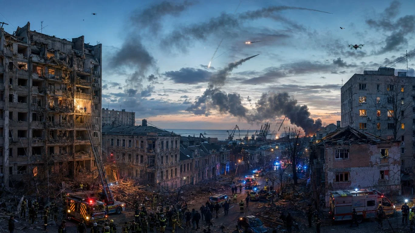 Пет загинати во Белгород, три во Харков, околу 12 повредени во Одеса - а нападите продолжија и во текот на денот.
