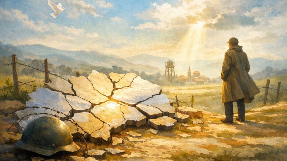 Концептуална сцена за окупација, асимилација и историска правда во Македонија