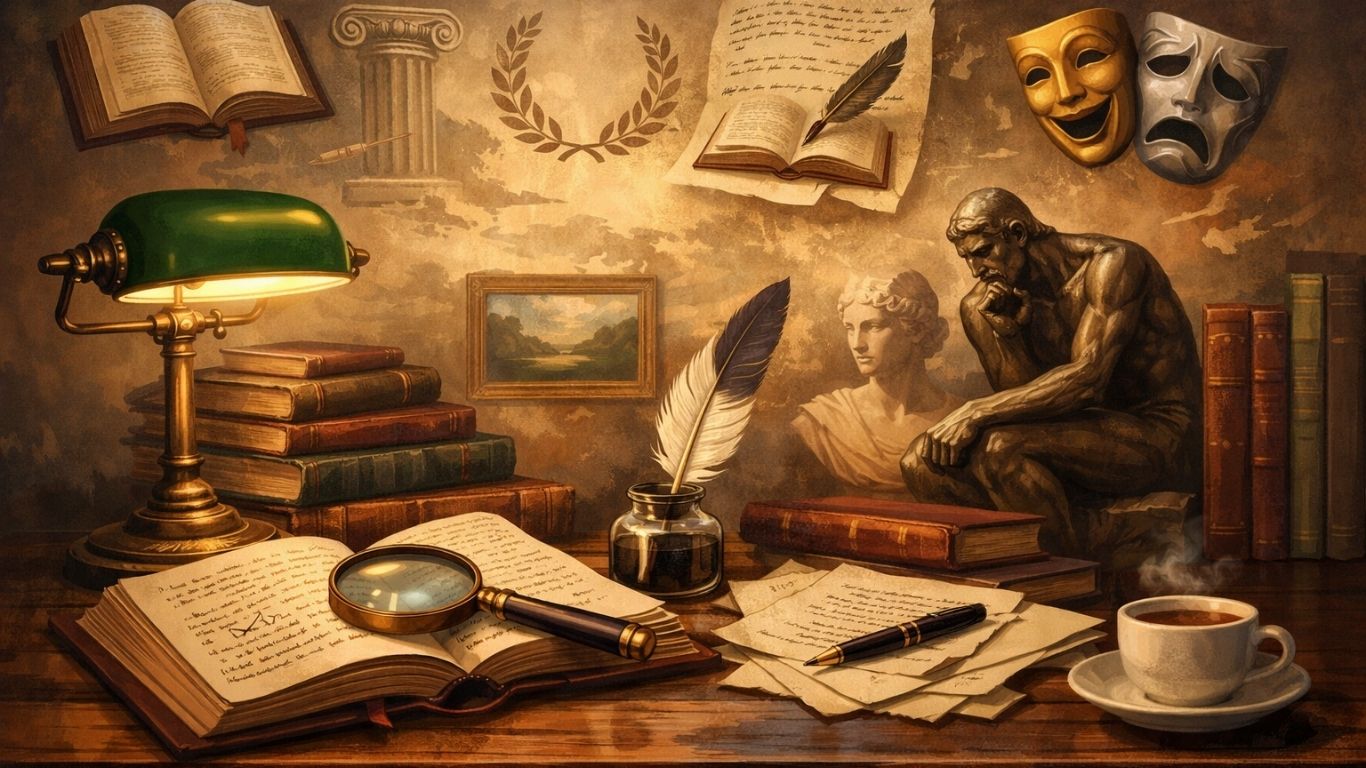 Концептуална визуелизација на книжевна критика како мост меѓу книга и читател во светли бои