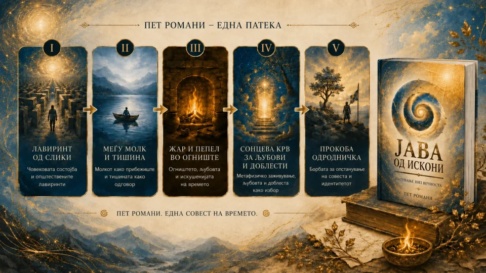 Пет романи, една приказна: книжевната структура на „Јава од искони“