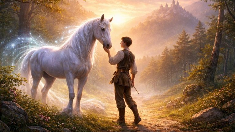 Концептуална илустрација со самовилско коњче и светлина - метафора за спас, ум и судбина