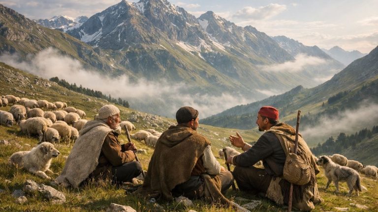 Шар Планина со овчари - симболична сцена инспирирана од македонска народна песна
