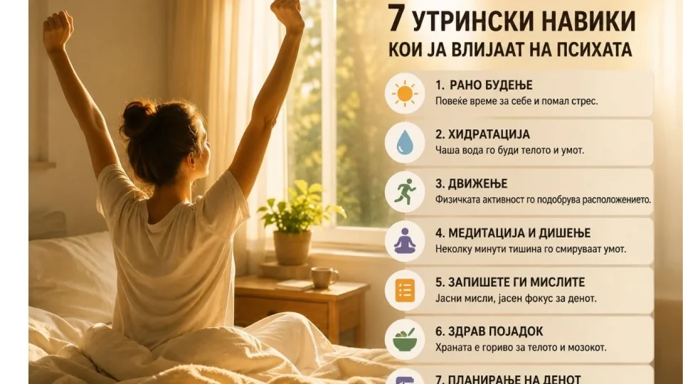 Телефонот, алармот, кафето, темнината и нереалниот план можат да ја нахранат анксиозноста уште пред да станеме од кревет. 