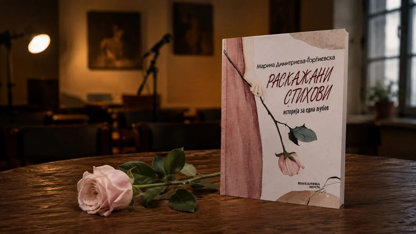 Корица на книгата „Раскажани стихови: историја за една љубов“ од Марина Димитриева-Ѓорѓиевска